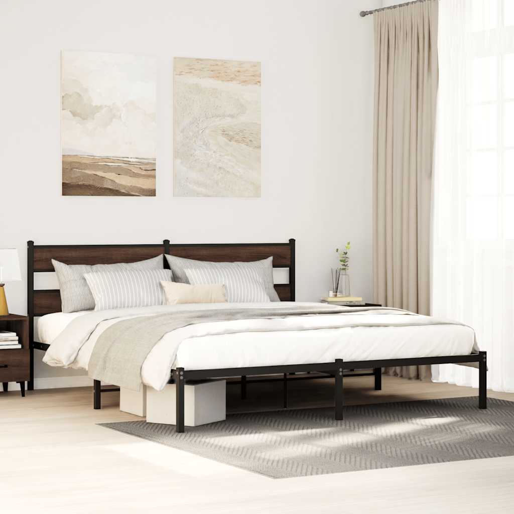 Bedframe met hoofdbord zonder matras bruin eiken 190x200 cm – afbeelding 1