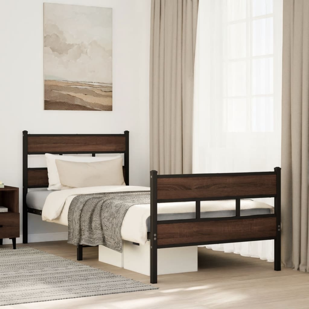Bedframe met hoofdbord en voetbord zonder matras 75x190 cm – afbeelding 1