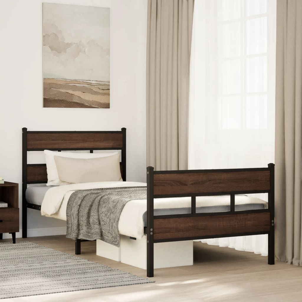 Bedframe met hoofdbord en voetbord zonder matras 100x200 cm – afbeelding 1