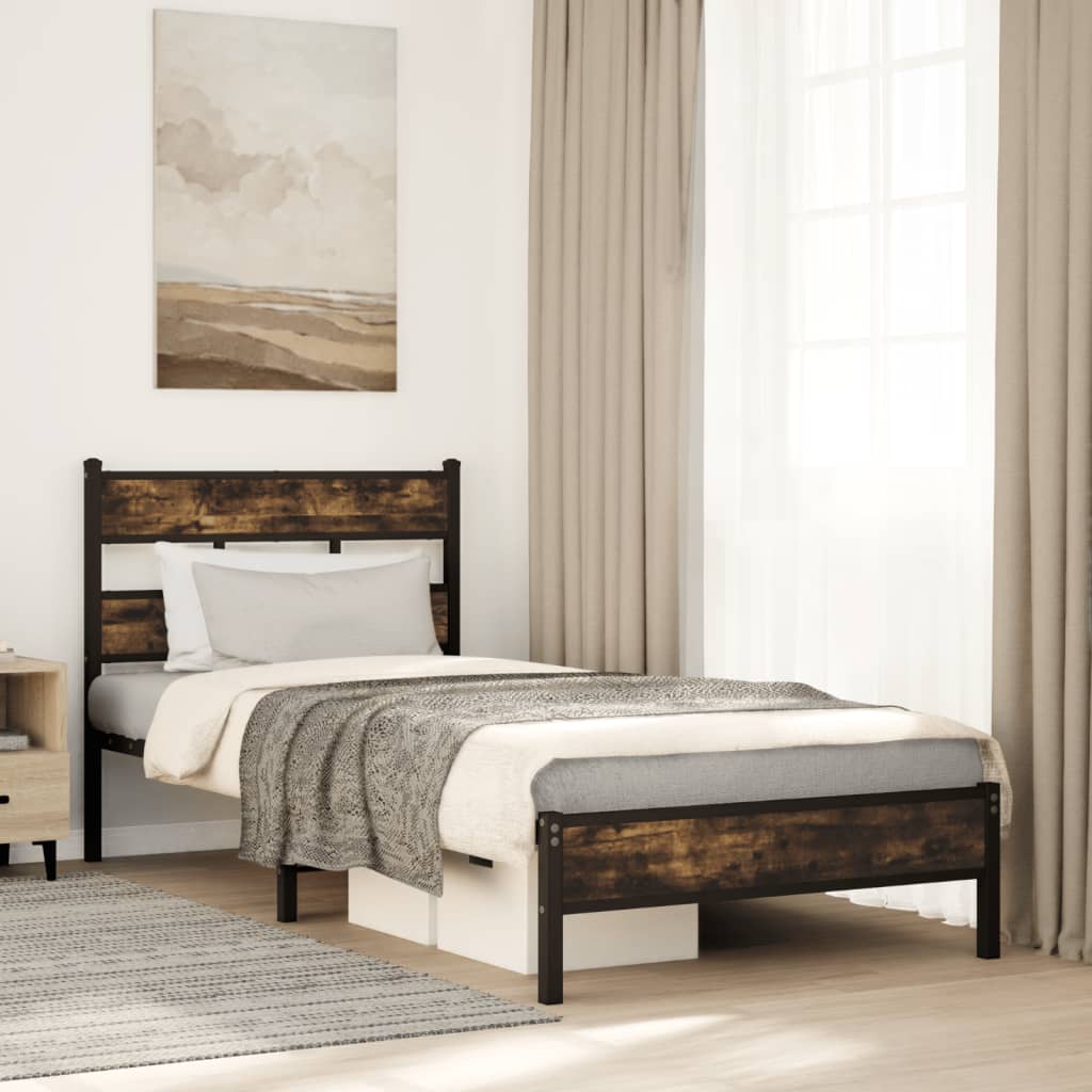 Bedframe met hoofdbord zonder matras sonoma eiken 107x203 cm – afbeelding 1
