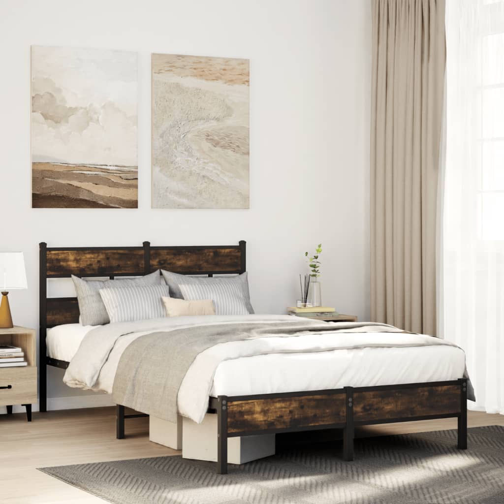 Bedframe met hoofdbord zonder matras sonoma eiken 120x190 cm – afbeelding 1