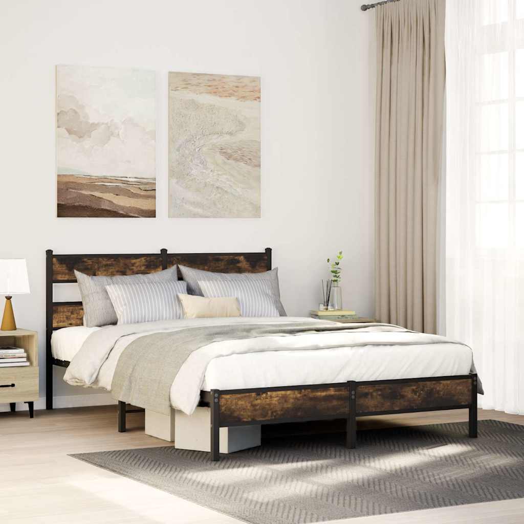 Bedframe met hoofdbord zonder matras sonoma eiken 160x200 cm – afbeelding 1