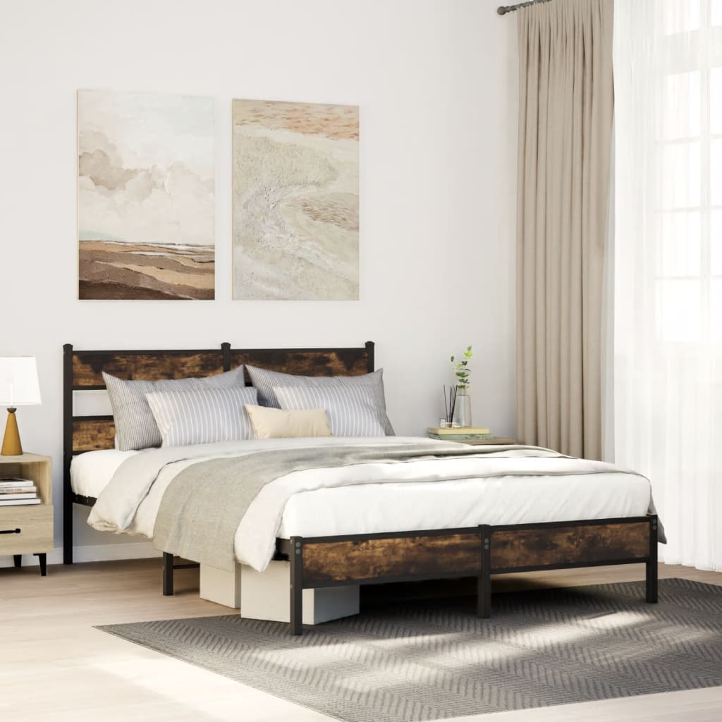 Bedframe zonder matras hout gerookt eikenkleurig 100x190 cm – afbeelding 1