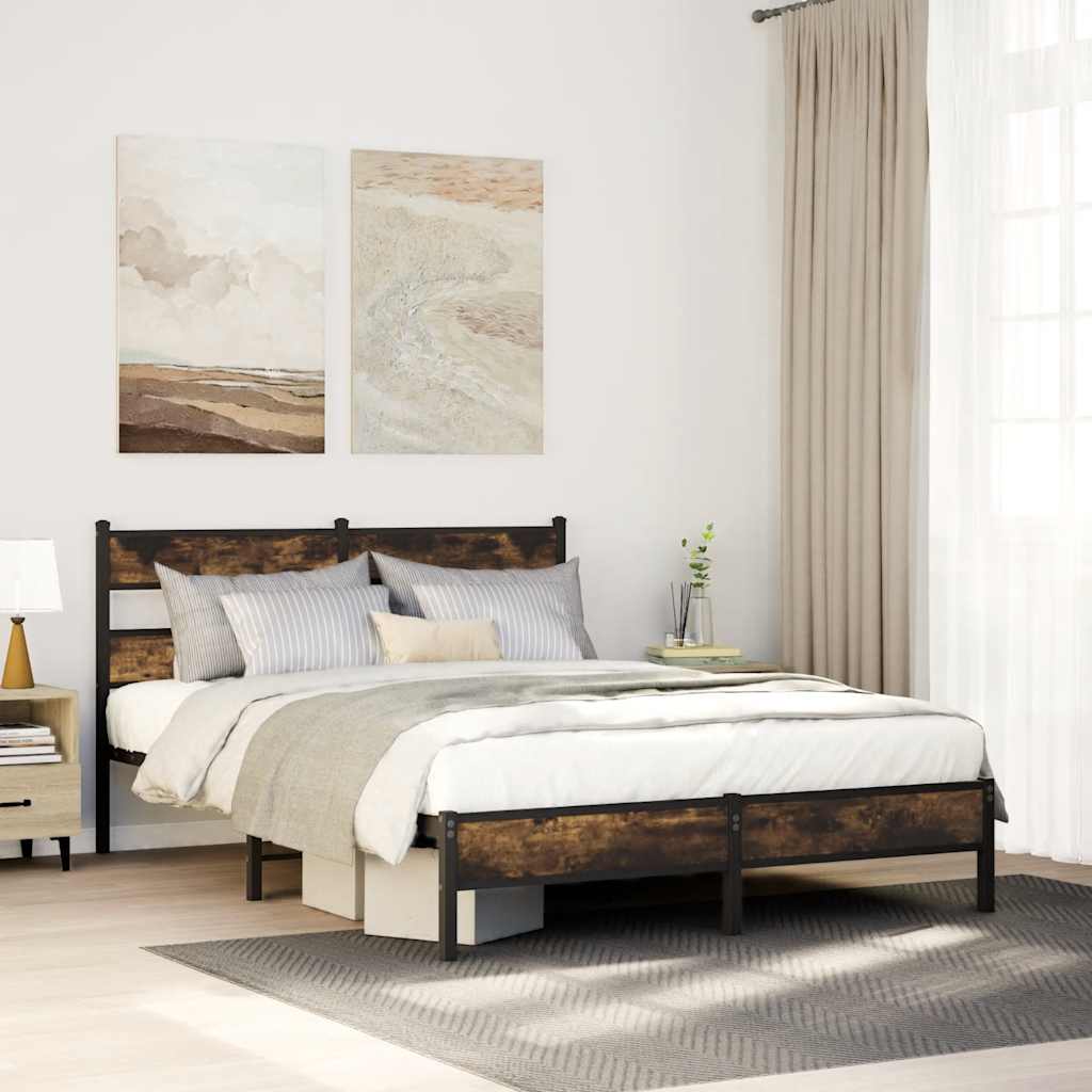 Bedframe zonder matras hout gerookt eikenkleurig 100x200 cm – afbeelding 1