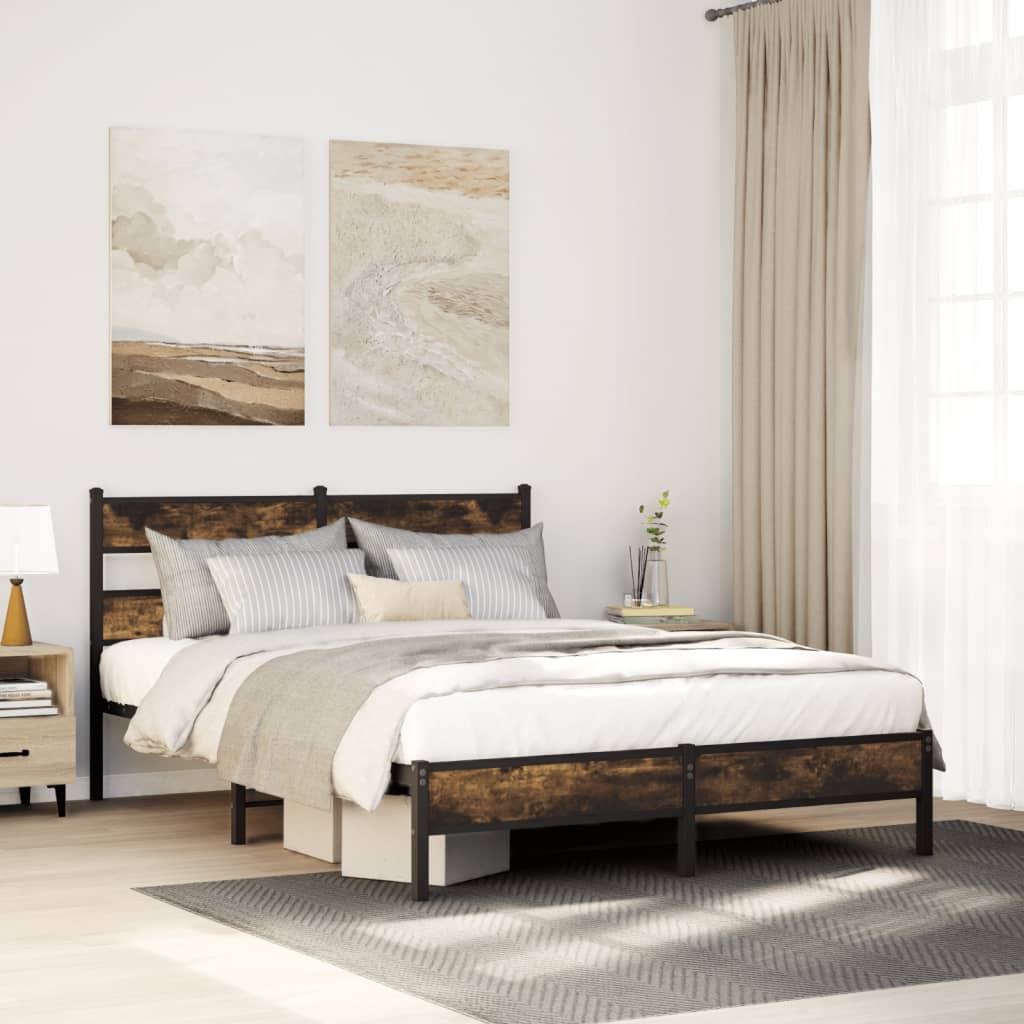 Bedframe zonder matras hout gerookt eikenkleurig 107x200 cm – afbeelding 1