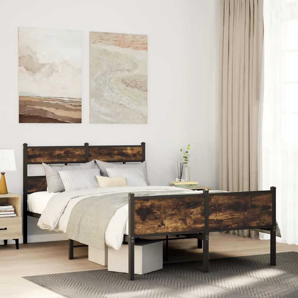 Bedframe zonder matras hout gerookt eikenkleurig 120x200 cm – afbeelding 1