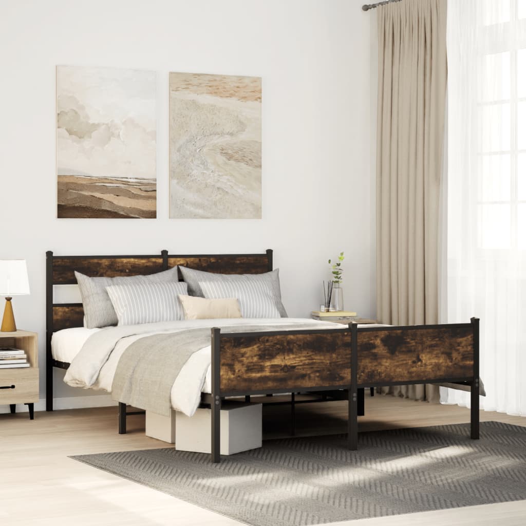 Bedframe zonder matras hout gerookt eikenkleurig 140x190 cm – afbeelding 1