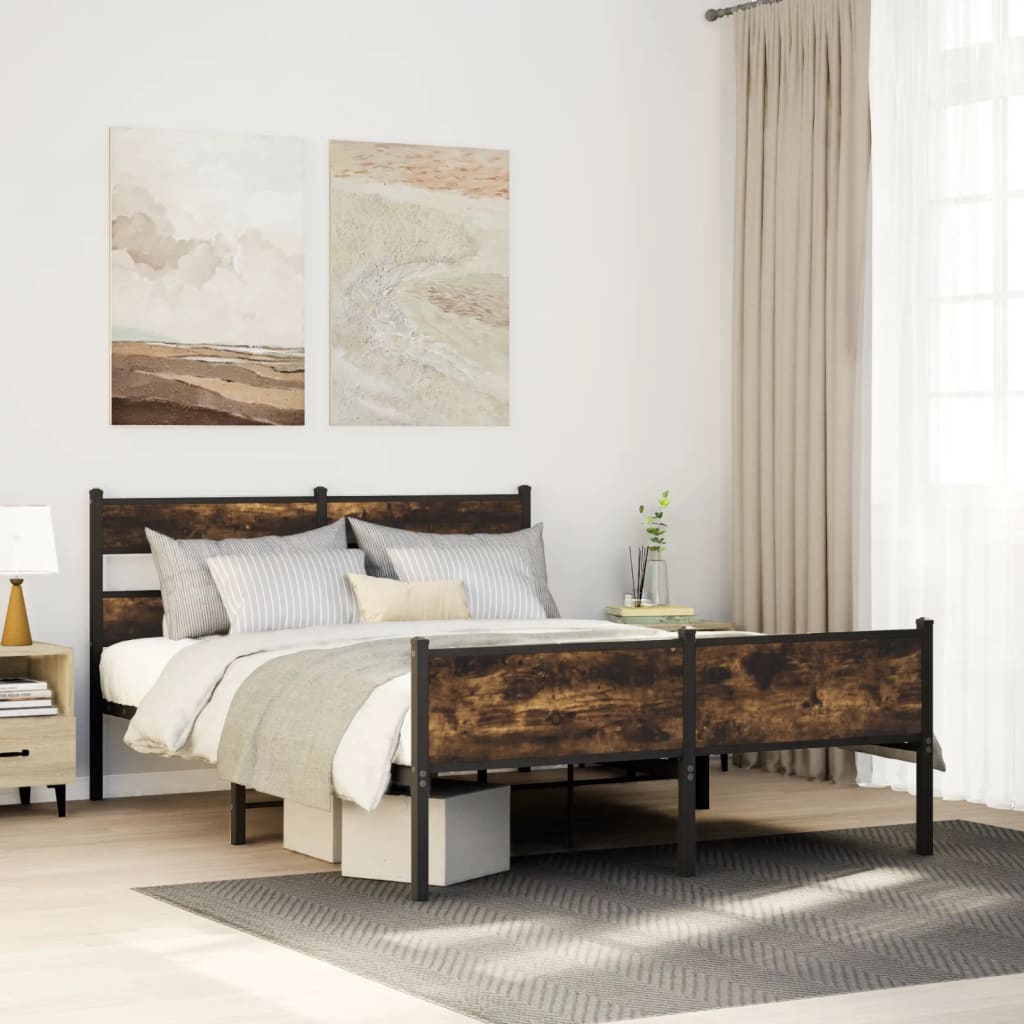 Bedframe zonder matras hout gerookt eikenkleurig 150x200 cm – afbeelding 1