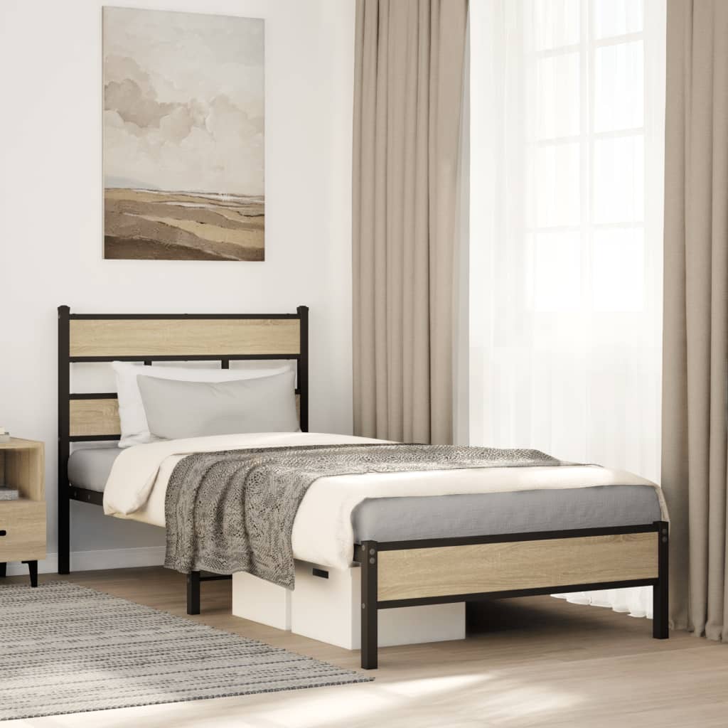 Bedframe zonder matras hout sonoma eikenkleurig 100x190 cm – afbeelding 1