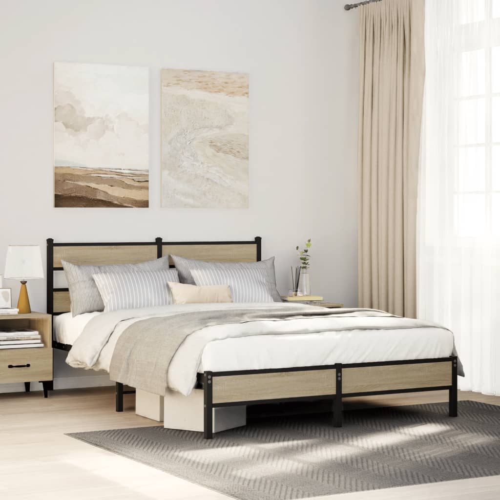 Bedframe zonder matras hout sonoma eikenkleurig 137x190 cm – afbeelding 1