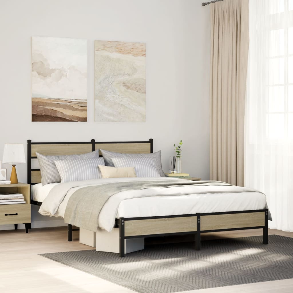 Bedframe zonder matras hout sonoma eikenkleurig 150x200 cm – afbeelding 1