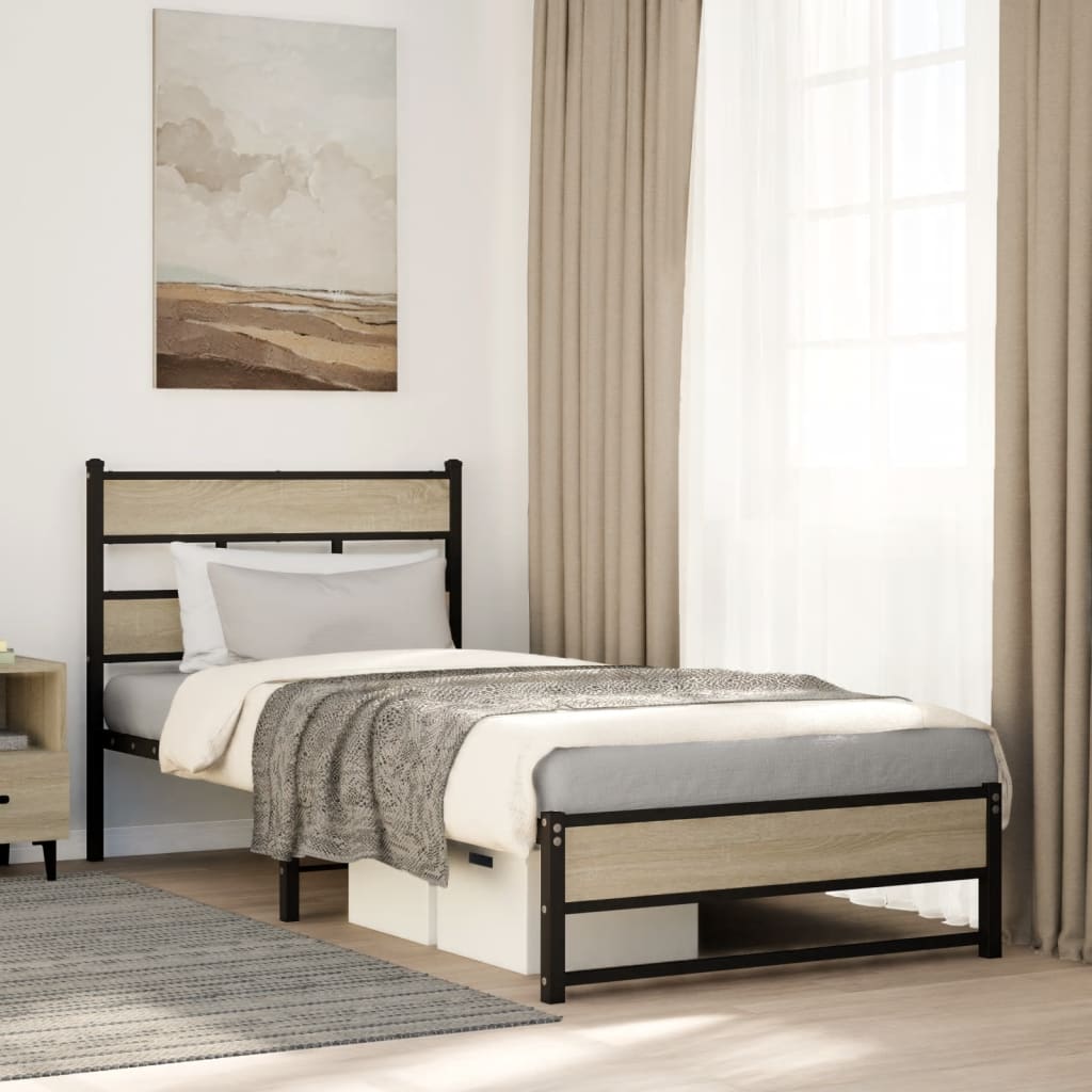 Bedframe zonder matras metaal sonoma eikenkleurig 80x200 cm – afbeelding 1