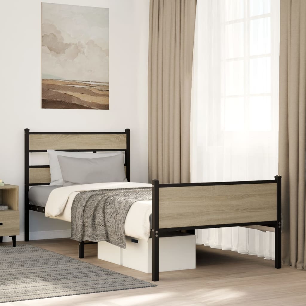 Bedframe zonder matras hout sonoma eikenkleurig 107x200 cm – afbeelding 1