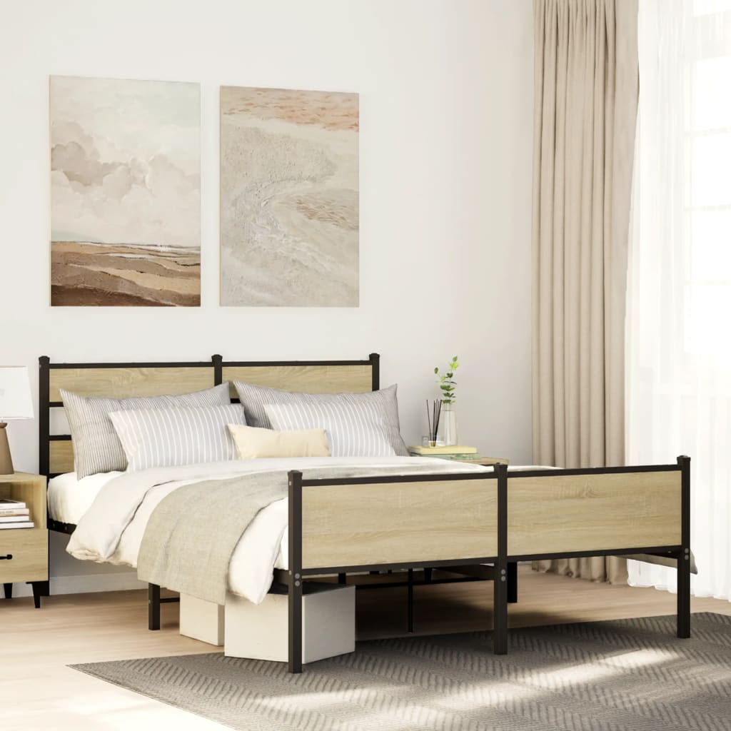 Bedframe zonder matras hout sonoma eikenkleurig 137x190 cm – afbeelding 1
