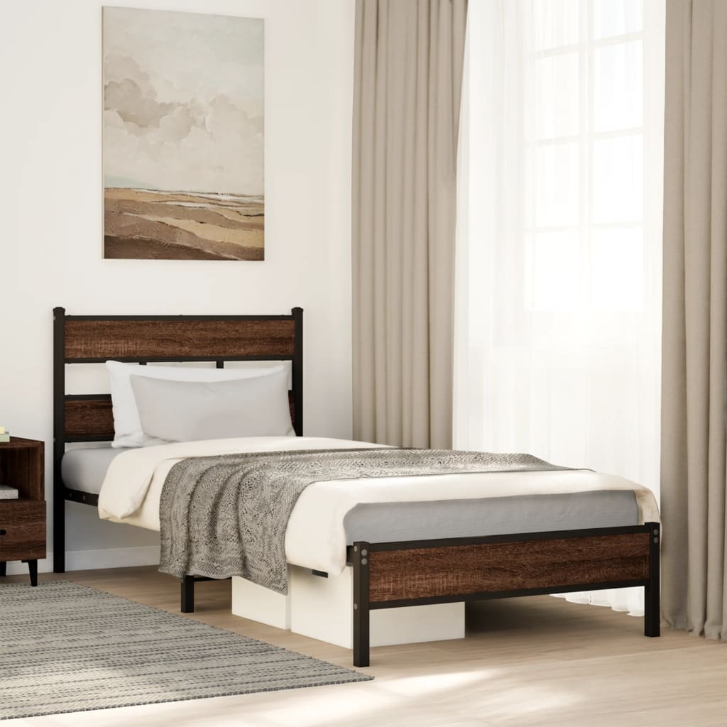 Bedframe zonder matras bewerkt hout bruin eikenkleur 80x200 cm – afbeelding 1