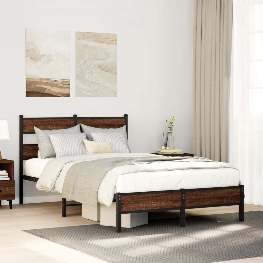 Bedframe zonder matras bewerkt hout bruin eikenkleur 120x200 cm – afbeelding 1