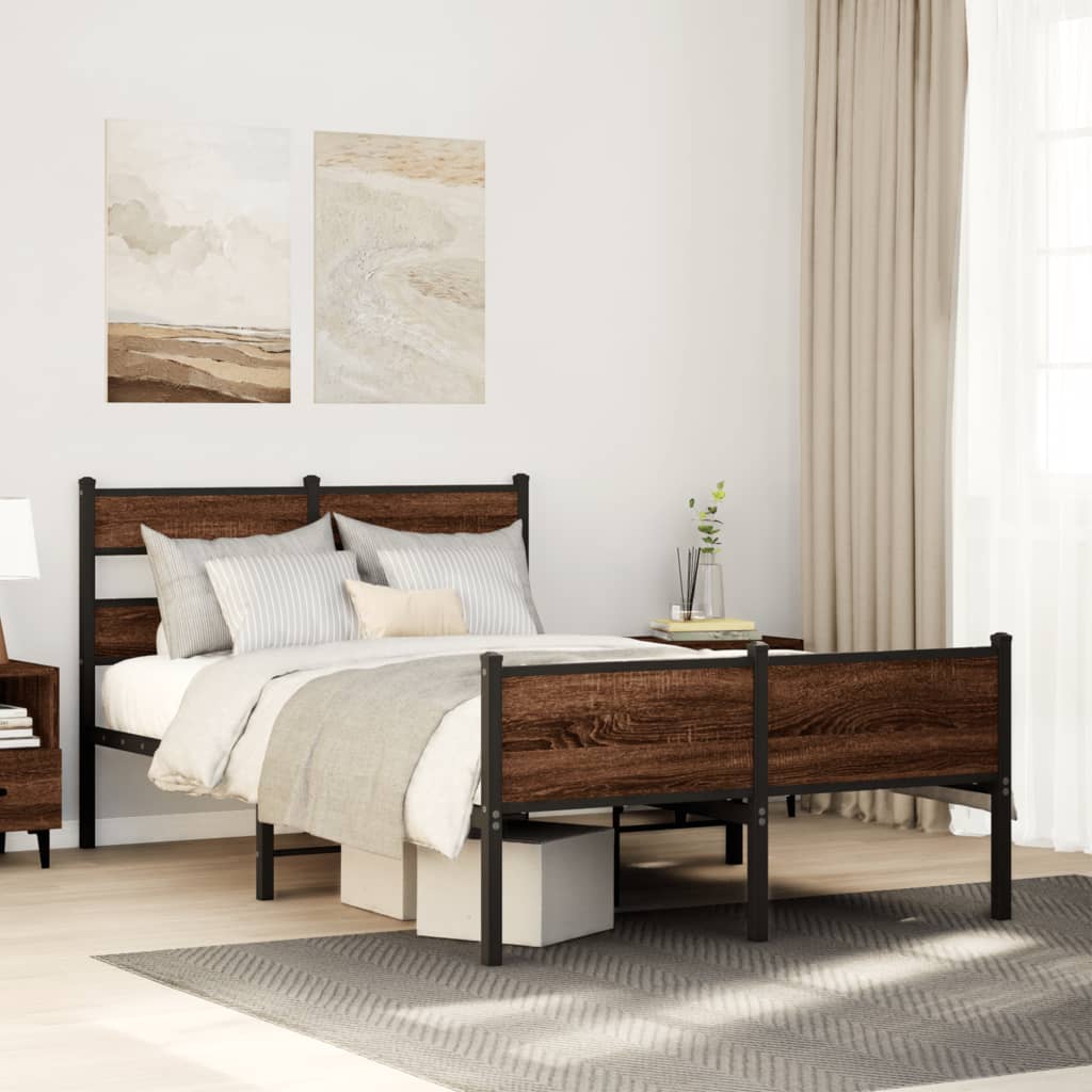 Bedframe zonder matras bewerkt hout bruin eikenkleur 120x190 cm – afbeelding 1