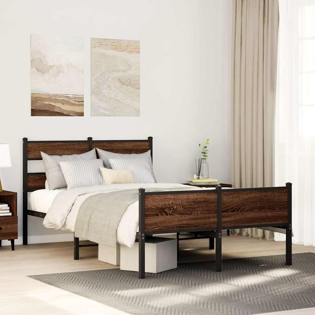 Bedframe zonder matras bewerkt hout bruin eikenkleur 120x200 cm – afbeelding 1