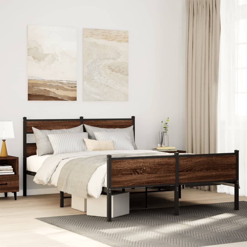 Bedframe zonder matras bewerkt hout bruin eikenkleur 140x200 cm – afbeelding 1