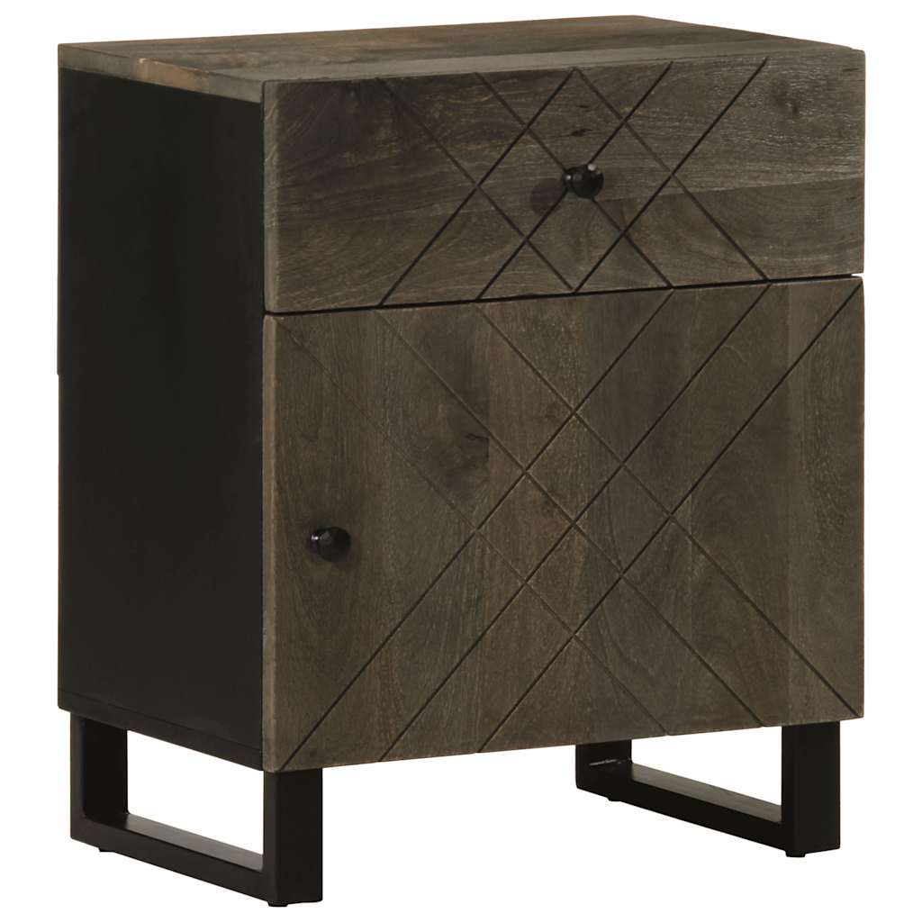 Nachtkastje 50x33x60 cm massief mangohout zwart – afbeelding 1