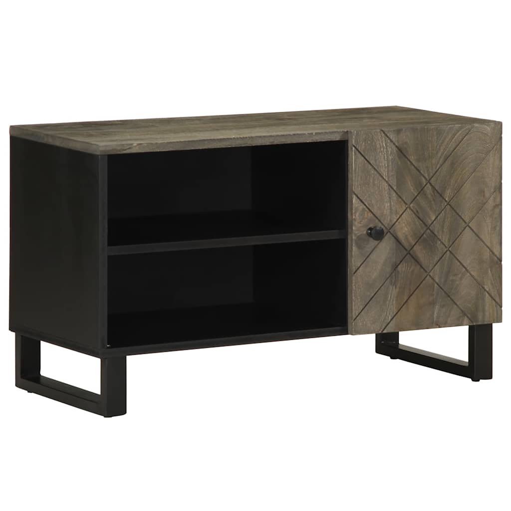 Tv-meubel 80x33x46 cm massief mangohout zwart – afbeelding 1
