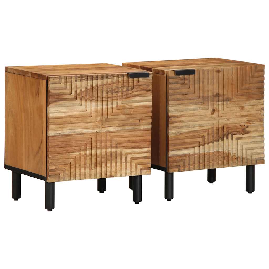Nachtkastjes 2 stuks 40x33x46 cm Massief hout Acacia – afbeelding 1