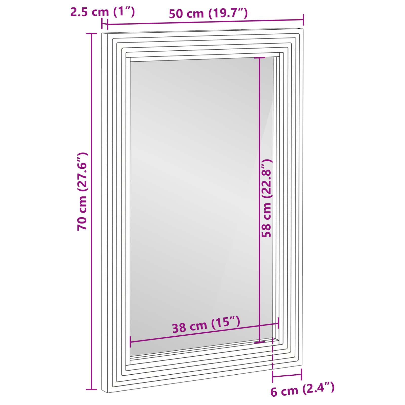 Badkamer Spiegel Wandgemonteerd Bruin 70 x 50 x 2.5 cm – afbeelding 11