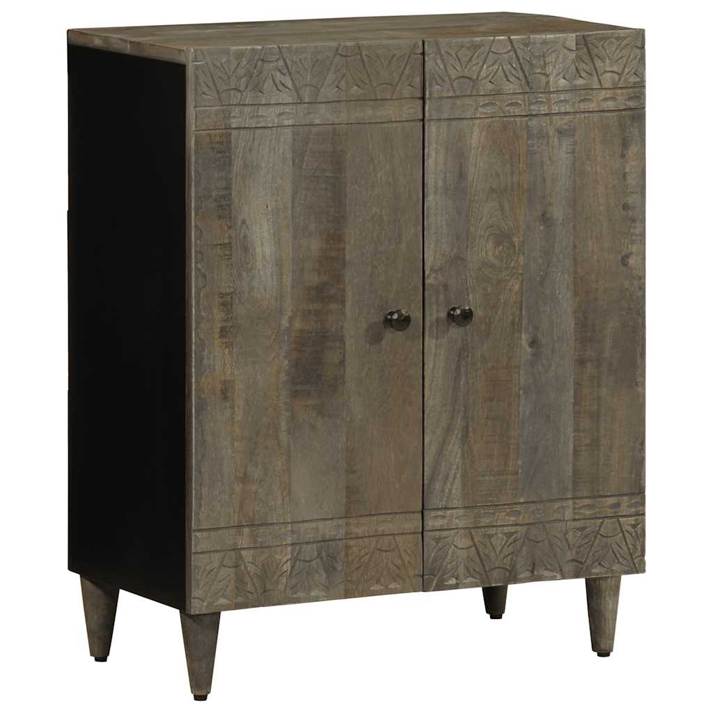 Dressoir 60x33,5x75 cm massief mangohout lichtgrijs – afbeelding 1