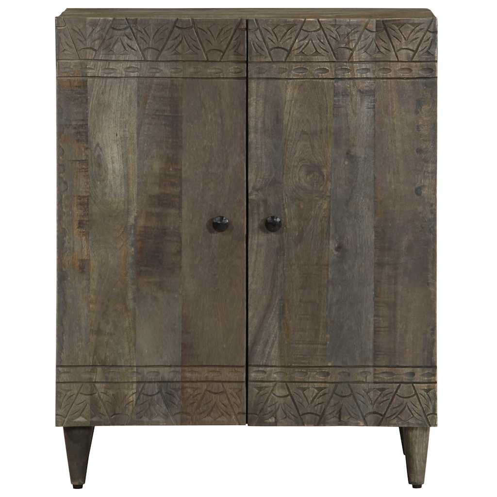 Dressoir 60x33,5x75 cm massief mangohout lichtgrijs – afbeelding 2