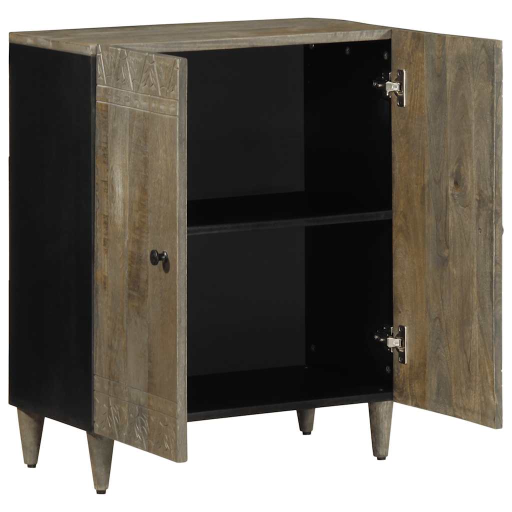 Dressoir 60x33,5x75 cm massief mangohout lichtgrijs – afbeelding 3