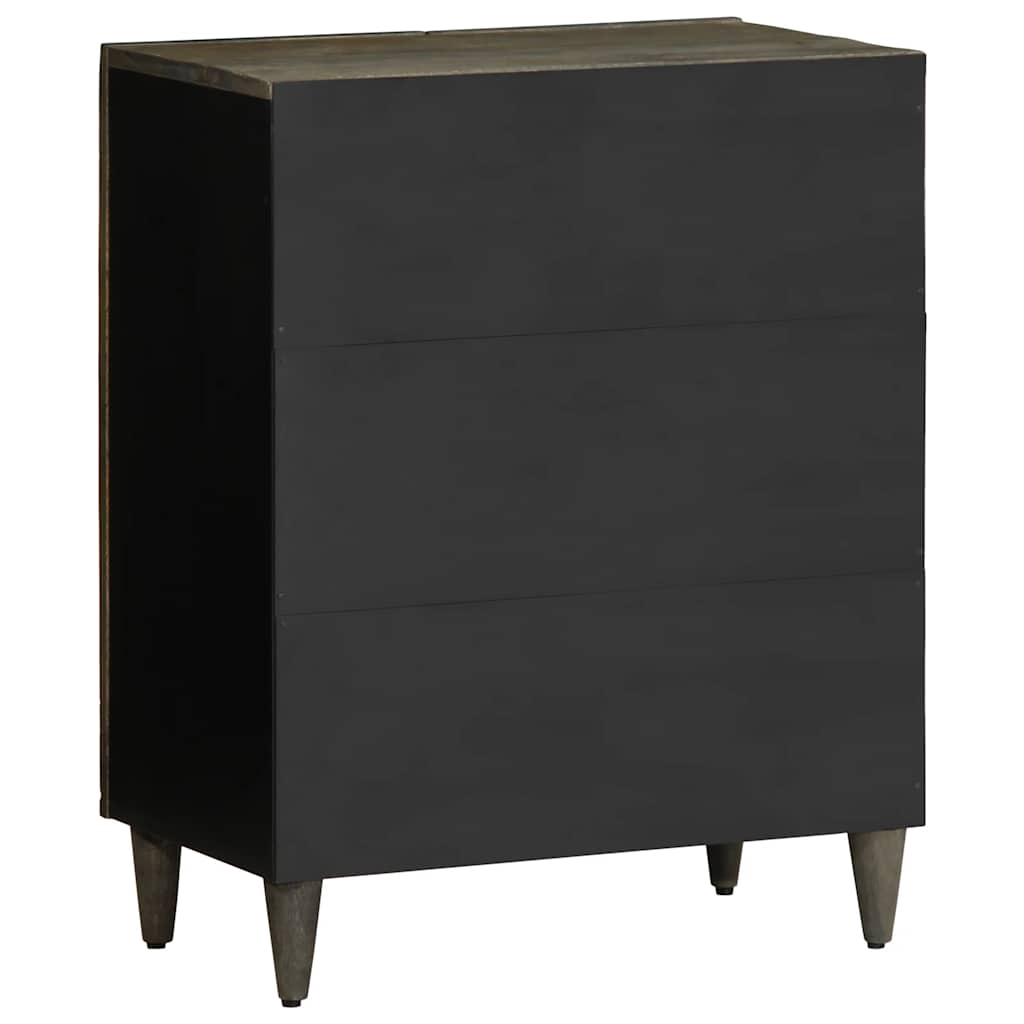 Dressoir 60x33,5x75 cm massief mangohout lichtgrijs – afbeelding 5