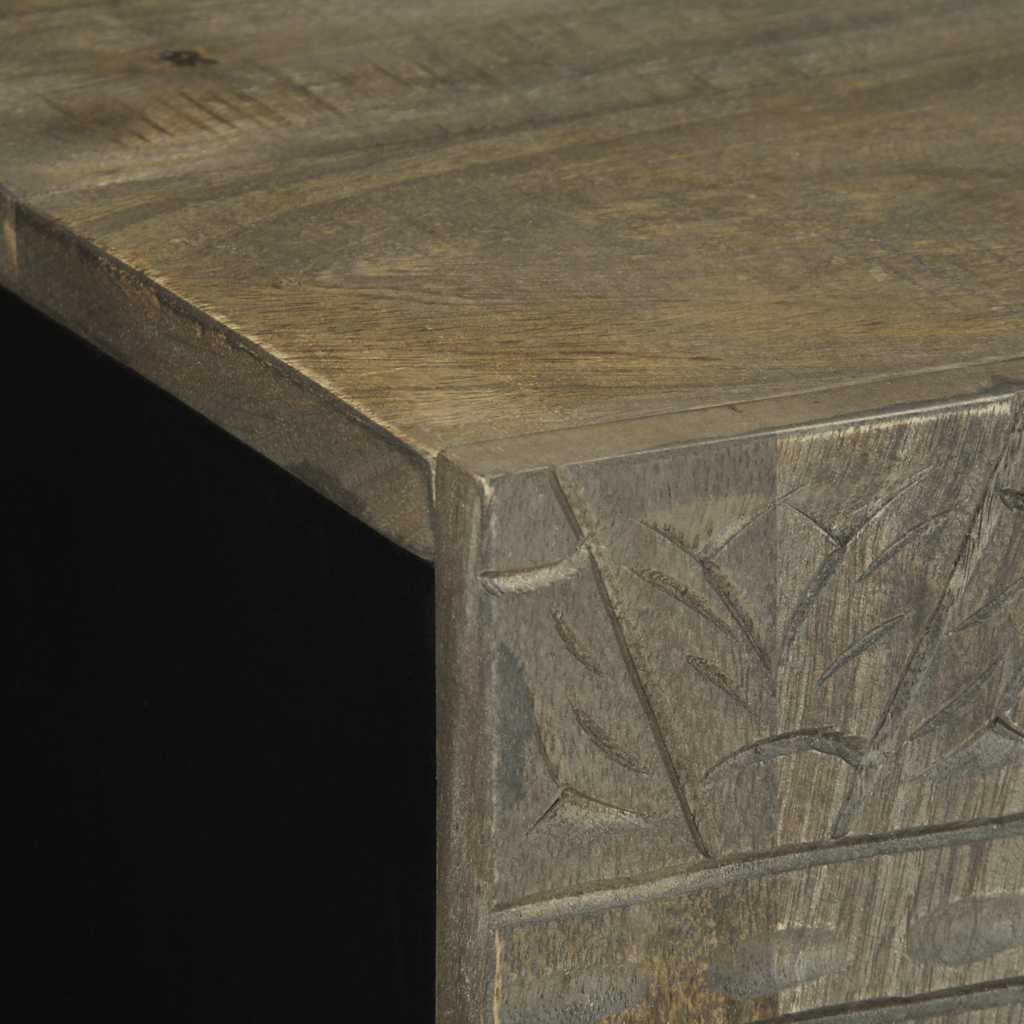 Dressoir 60x33,5x75 cm massief mangohout lichtgrijs – afbeelding 6
