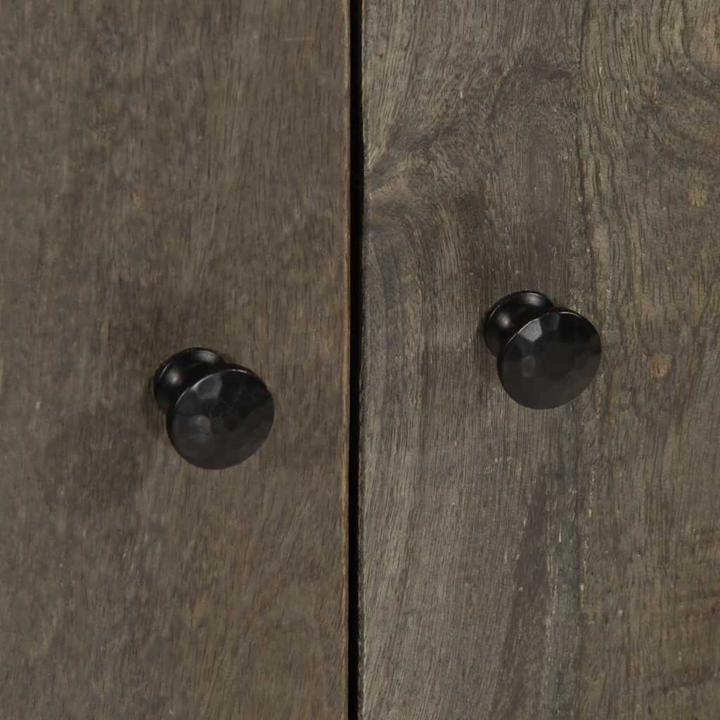 Dressoir 60x33,5x75 cm massief mangohout lichtgrijs – afbeelding 7