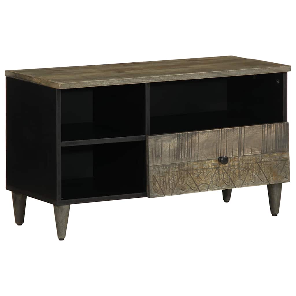 Tv-meubel 80x33x46 cm massief mangohout zwart – afbeelding 1