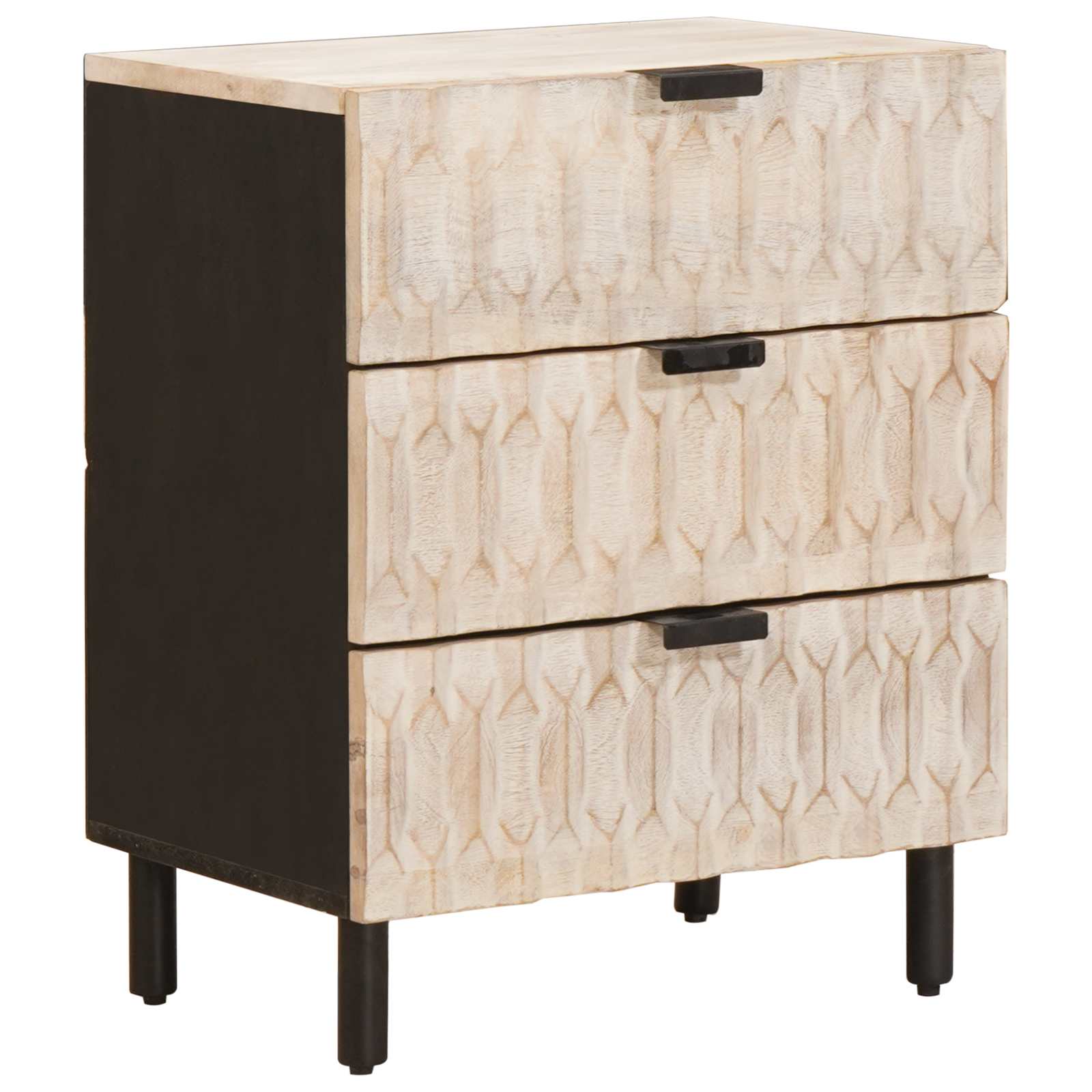 Nachtkastje met lade Wit 50 x 33 x 62 cm Massief Mango Hout