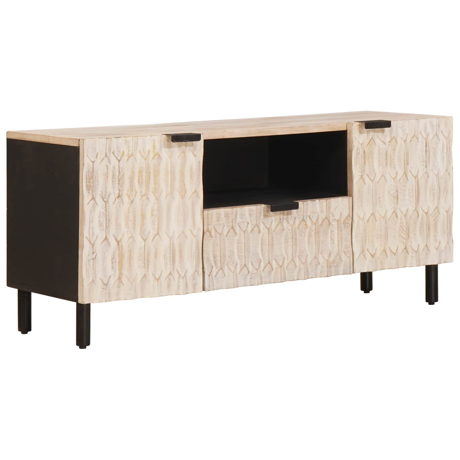 TV-kast Witte Was Afwerking 105 x 33 x 46 cm Massief Mango Hout