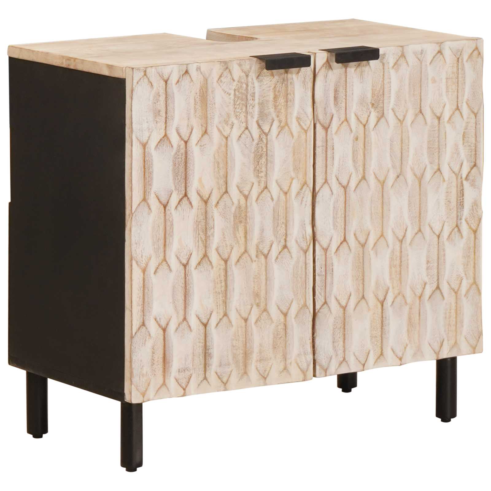 Badkamer wastafelkast Wit 62 x 33 x 58 cm Massief Mango Hout