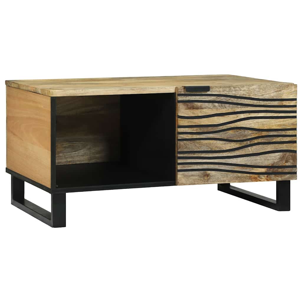 Salontafel Bruin en zwart 80 x 50 x 40 cm Massief acaciahout
