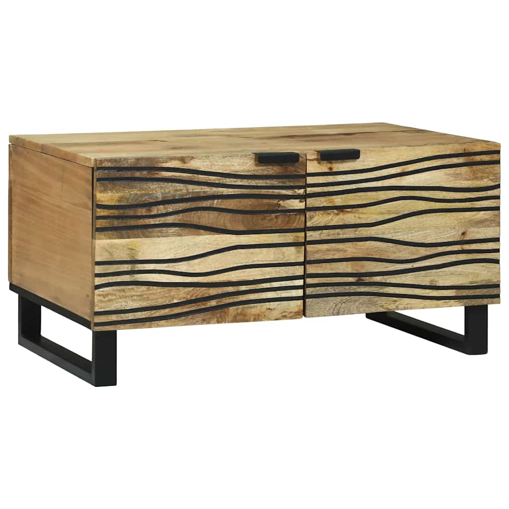 Salontafel Bruin en zwart 80 x 50 x 40 cm Massief acaciahout