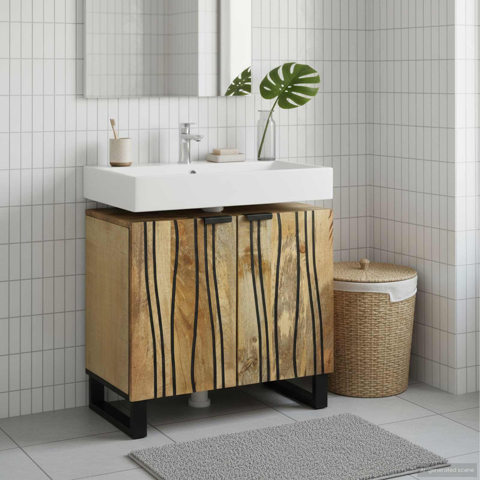 Badkamertenk te kast Bruin 62 x 33 x 58 cm Bewerkt hout