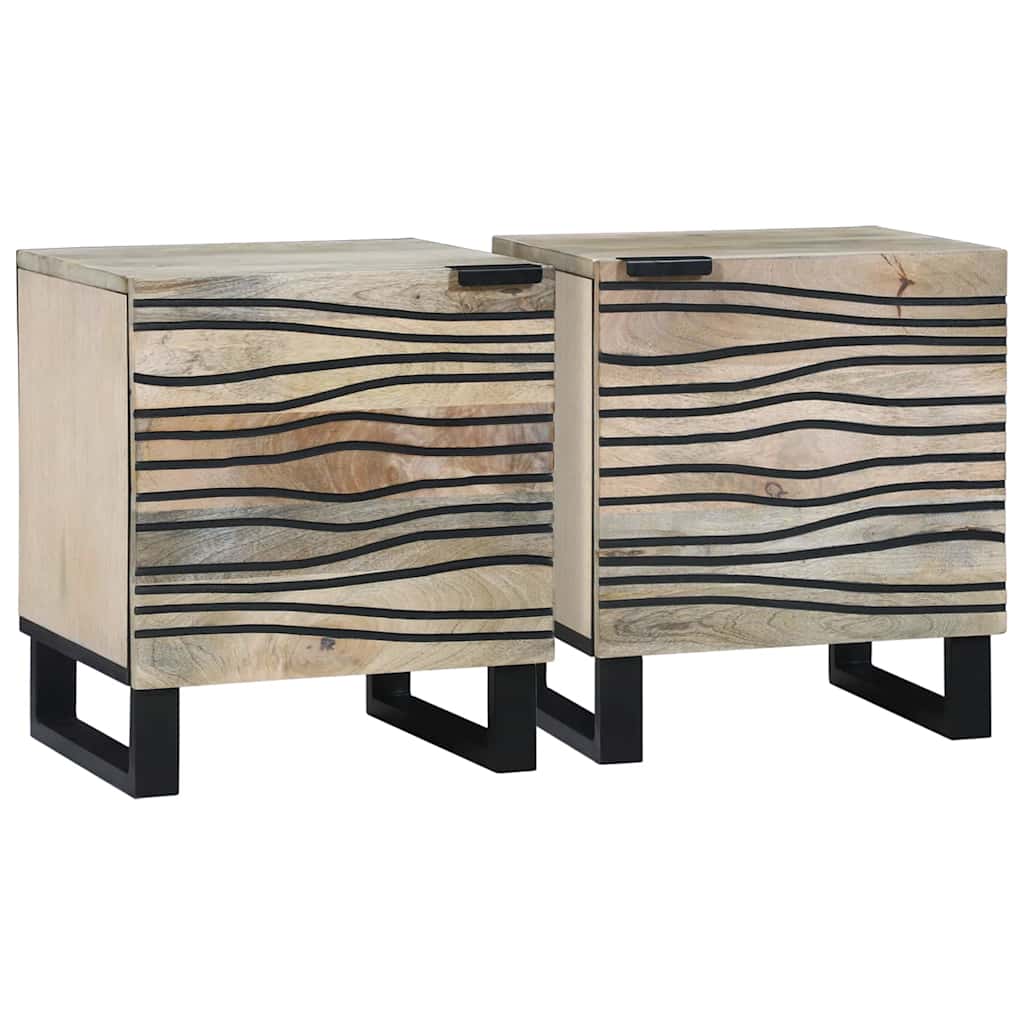 Nachtkastje 2 pcs Wit en zwart 40 x 33 x 46 cm