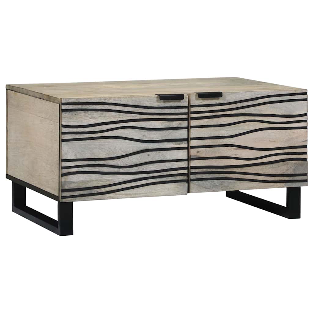 Salontafel Beige en zwart 80 x 50 x 40 cm Massief acaciahout