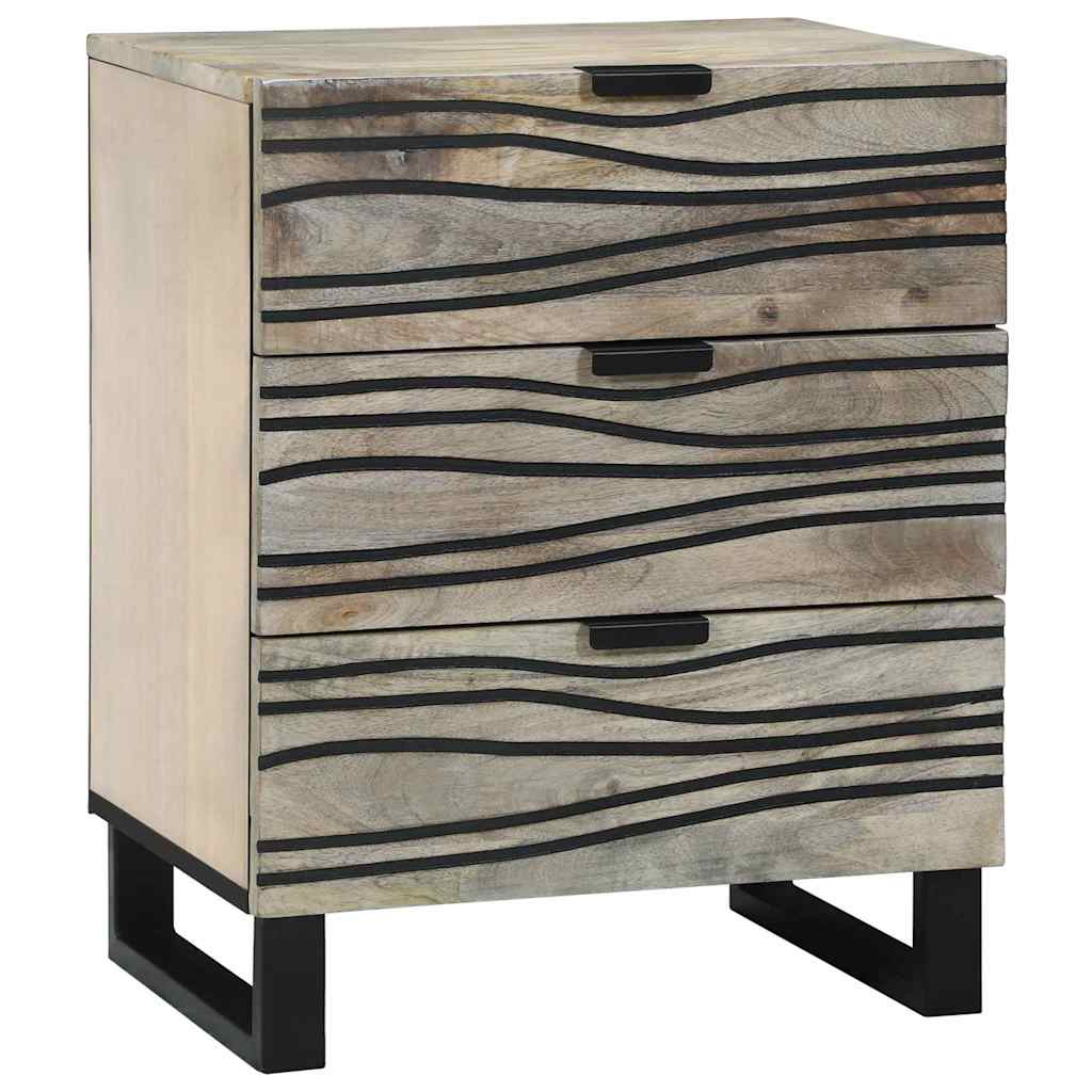 Nachtkastje Wit en zwart 50 x 33 x 62 cm Massief acaciahout