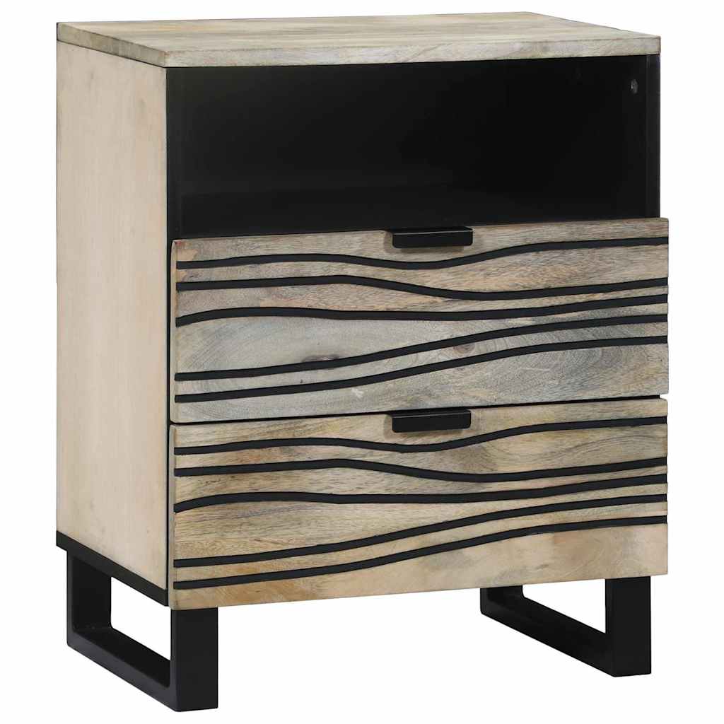 Nachtkastje Wit en zwart 50 x 33 x 62 cm Massief acaciahout