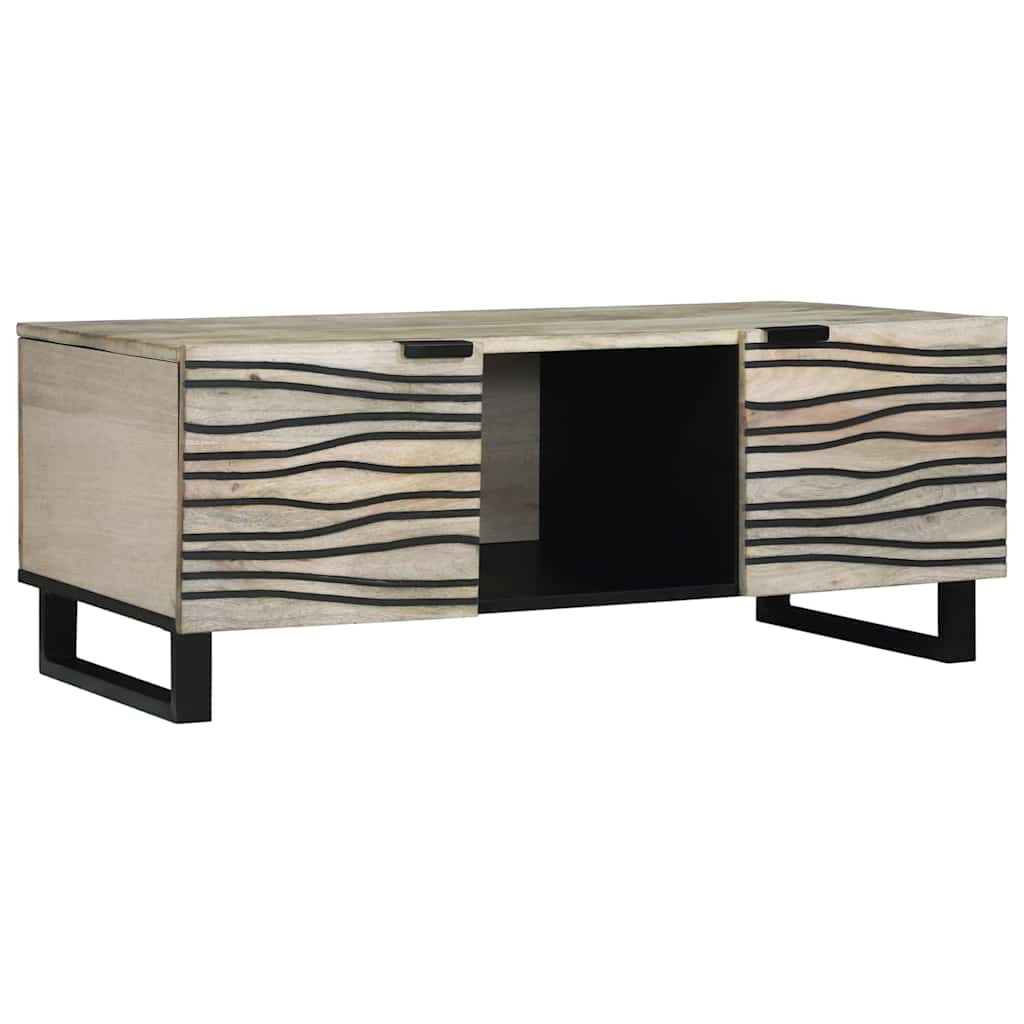 Salontafel Beige en zwart 100 x 54 x 40 cm Massief acaciahout