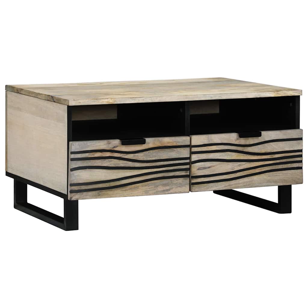 Salontafel Beige en zwart 80 x 54 x 40 cm Massief acaciahout