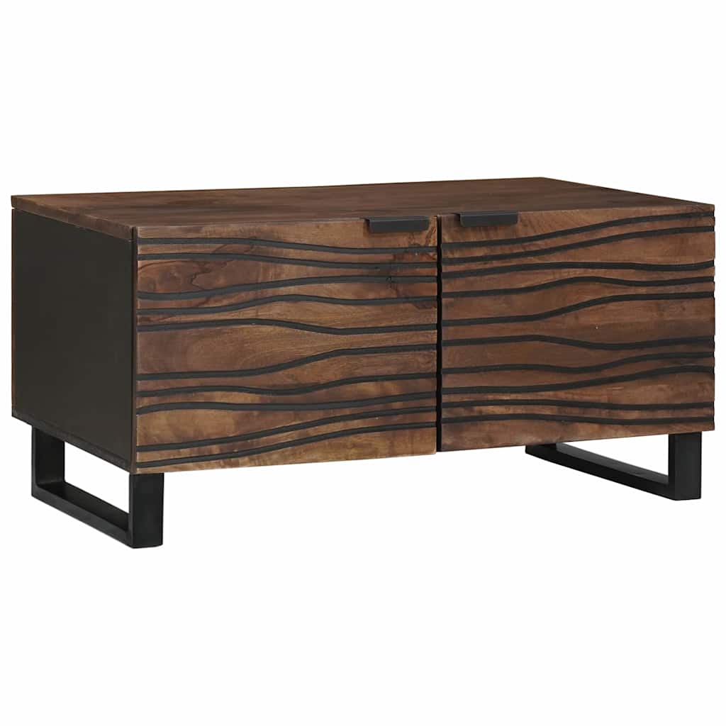 Salontafel Bruin en zwart 80 x 50 x 40 cm Massief acaciahout – afbeelding 1