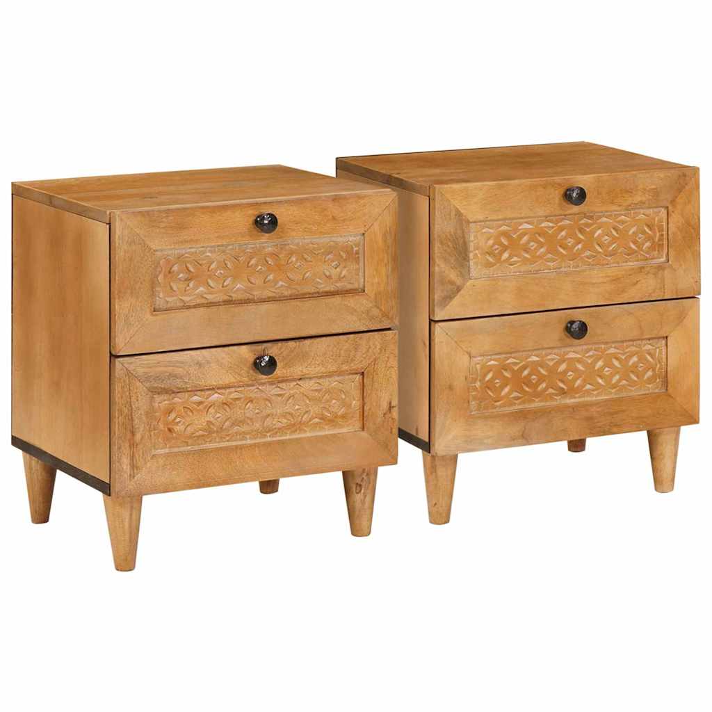 Nachtkastje met lade 2 pcs Licht Bruin 40 x 33 x 46 cm – afbeelding 1
