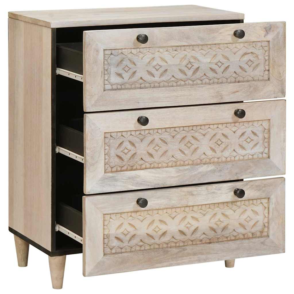 Dressoir Wit 60 x 33 x 75 cm massief mangohout
