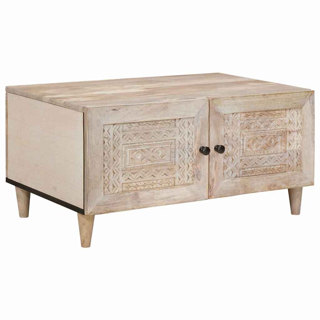 Salontafel Wit 80 x 54 x 40 cm Bewerkt hout – afbeelding 1